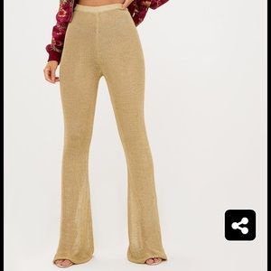 Pretty little thing gold metallic knit trousers
